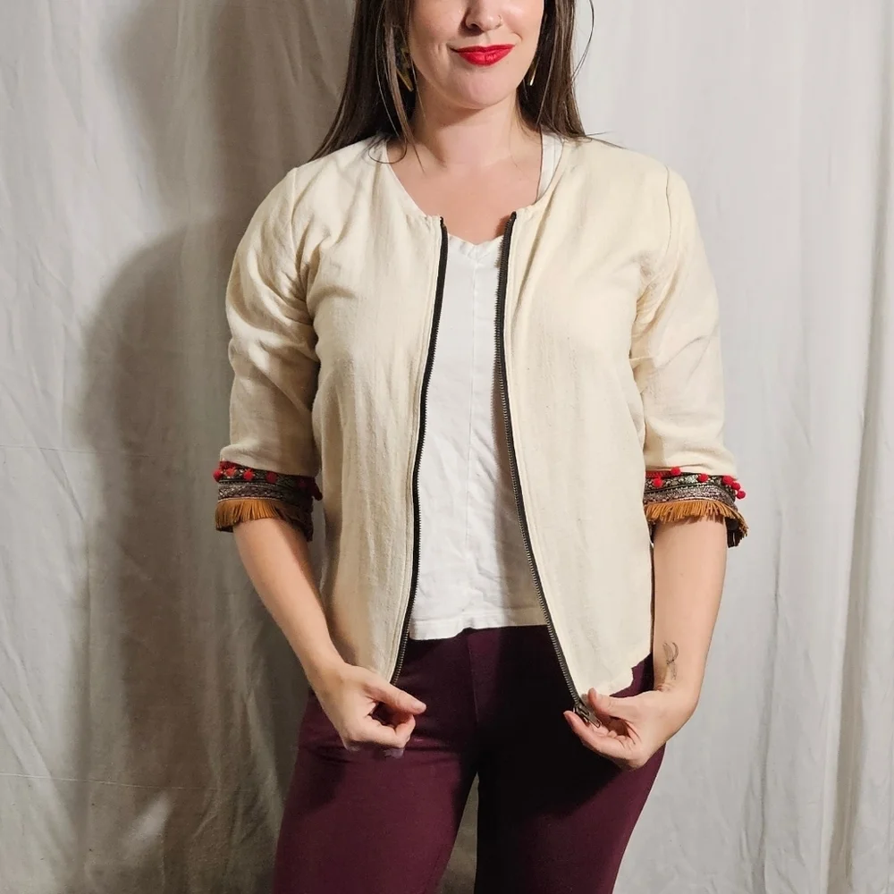 Hand Painted Linen Jacket - Picture 3 of 10